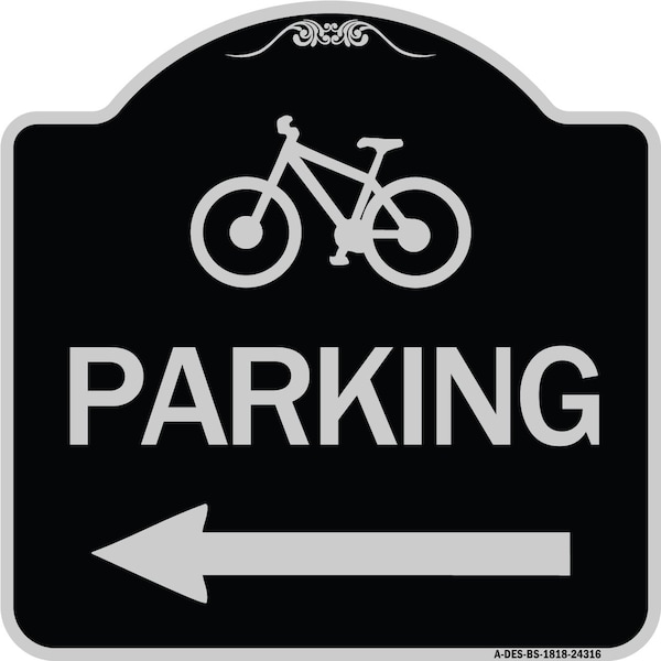 Signmission Bicycle Symbol Parking Left Arrow Heavy-Gauge Aluminum Architectural Sign, 18" x 18", BS-1818-24316 A-DES-BS-1818-24316 - main